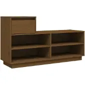 vidaXL Schoenenkast 110x34x61 cm massief grenenhout honingbruin