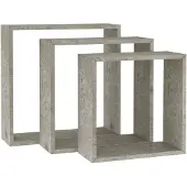 vidaXL Wandschappen kubus 3 st betongrijs