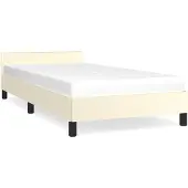 vidaXL Bedframe met hoofdeinde zonder matras 100x200 cm crèmekleurig