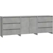 vidaXL 3-delig dressoir, betonkleur, houtvezel