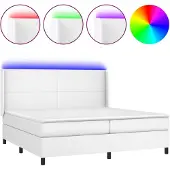 vidaXL Boxspringbed met matras en LED-verlichting, wit, 200x200 cm, kunstleer