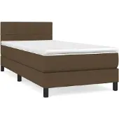 vidaXL Boxspring met matras stof donkerbruin 90x190 cm