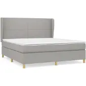 vidaXL Boxspring met matras stof lichtgrijs 160x200 cm