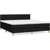 vidaXL Boxspring met matras stof zwart 180x200 cm