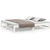 vidaXL Slaapbank uitschuifbaar massief grenenhout wit 75x190 cm