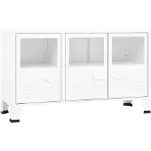 vidaXL Dressoir industrieel 105x35x62 cm metaal en glas wit