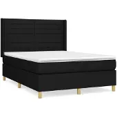 vidaXL Boxspring met matras stof zwart 140x190 cm
