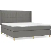 vidaXL Boxspring met matras stof donkergrijs 180x200 cm