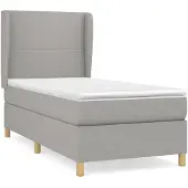 vidaXL Boxspring met matras stof lichtgrijs 90x190 cm