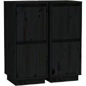 vidaXL Dressoirs 2 st 31,5x34x75 cm massief grenenhout zwart