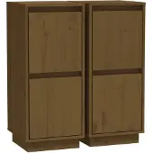 vidaXL Dressoirs 2 st 31,5x34x75 cm massief grenenhout honingbruin