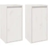 vidaXL Wandkasten 2 st 30x30x60 cm massief grenenhout wit