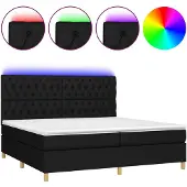 vidaXL Boxspring met matras en LED stof zwart 200x200 cm