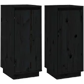 vidaXL Dressoirs 2 st 31,5x34x75 cm massief grenenhout zwart