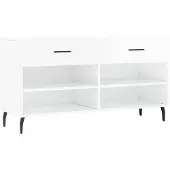 vidaXL Schoenenbank 102x35x55 cm bewerkt hout hoogglans wit
