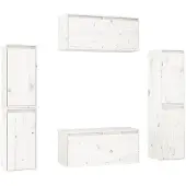 vidaXL TV-kastjes, 6 stuks, wit, massief hout, grenen