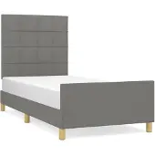 vidaXL Bedframe zonder matras 80x200 cm stof donkergrijs