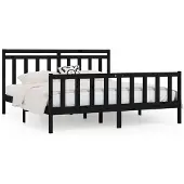 vidaXL Massief houten bed, zwart, grenen, 200x200 cm