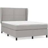 vidaXL Boxspring met matras stof lichtgrijs 140x190 cm