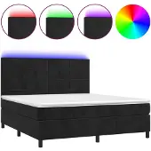 vidaXL Boxspring met matras en LED fluweel zwart 180x200 cm