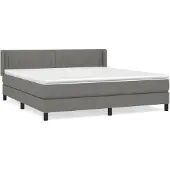 vidaXL Boxspring met matras stof donkergrijs 180x200 cm