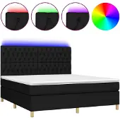 vidaXL Boxspring met matras en LED stof zwart 160x200 cm