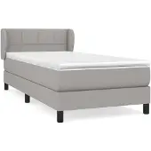 vidaXL Boxspring met matras stof lichtgrijs 90x200 cm