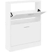 vidaXL Schoenenkast Wit 59x17x81 cm Bewerkt Hout