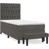 vidaXL Boxspring met matras fluweel donkergrijs 80x200 cm