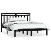 vidaXL Bedframe massief grenenhout zwart 140x190 cm