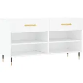 vidaXL Schoenenbank 102x35x55 cm bewerkt hout wit