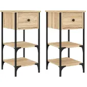 vidaXL Nachtkastjes 2 st 34x36x70 cm bewerkt hout sonoma eikenkleurig