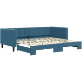 vidaXL Dagbed uitschuifbaar, blauw, 90x200 cm, fluweel