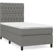 vidaXL Boxspring met matras stof donkergrijs 100x200 cm