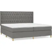 vidaXL Boxspring met matras stof donkergrijs 200x200 cm