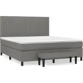 vidaXL Boxspring met matras stof donkergrijs 180x200 cm