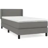 vidaXL Boxspring met matras stof donkergrijs 90x200 cm