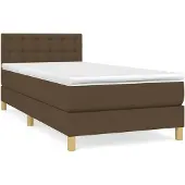 vidaXL Boxspring met matras stof donkerbruin 100x200 cm