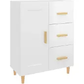 vidaXL Dressoir 69,5x34x90 cm bewerkt hout hoogglans wit