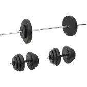 vidaXL Lange en korte halter met gewichten, totaal 60 kg
