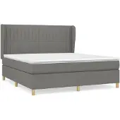 vidaXL Boxspring met matras stof donkergrijs 180x200 cm