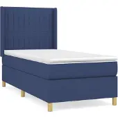 vidaXL Boxspring met matras stof blauw 80x200 cm
