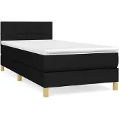 vidaXL Boxspring met matras stof zwart 100x200 cm