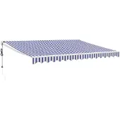 vidaXL Luifel automatisch uitschuifbaar 4,5x3 m blauw en wit