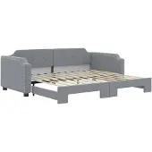 vidaXL Dagbed uitschuifbaar, lichtgrijs, 90x200 cm, stof