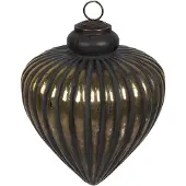 Clayre & Eef Kerstbal Ø 20x20 cm Zwart Glas Kerstboomversiering Zwart Kerstboomversiering