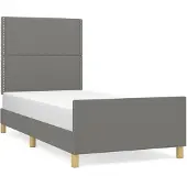 vidaXL Bedframe zonder matras 90x200 cm stof donkergrijs