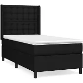 vidaXL Boxspring met matras stof zwart 90x200 cm