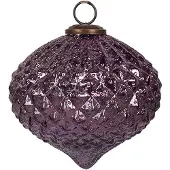 Clayre & Eef Kerstbal Ø 15x12 cm Paars Glas Kerstboomversiering Paars Kerstboomversiering