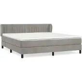 vidaXL Boxspring met matras fluweel lichtgrijs 180x200 cm